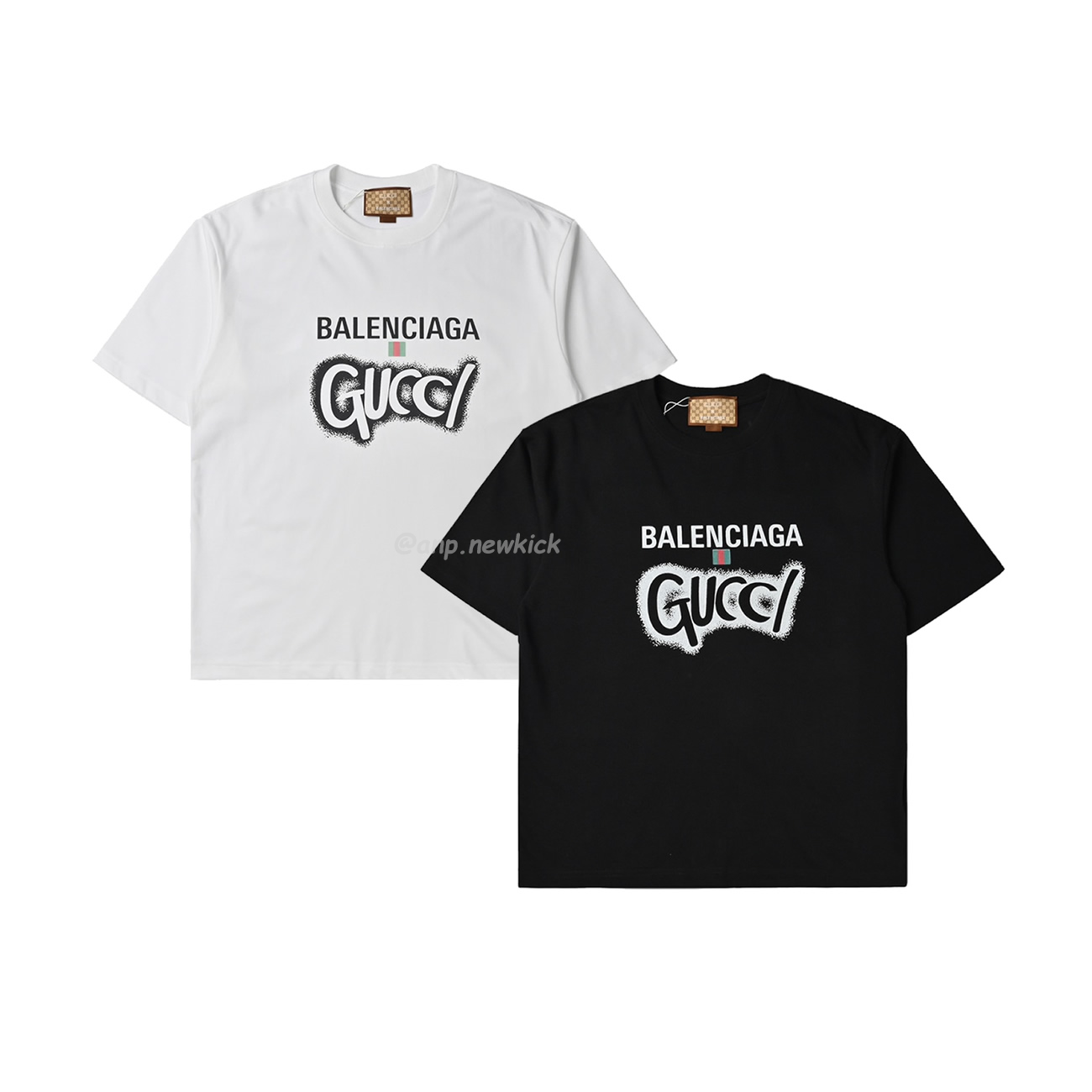 Balenciaga X Gucci Co Branded Double B Letter Printed Logo Printed Short Sleeved T Shirt (1) - newkick.app